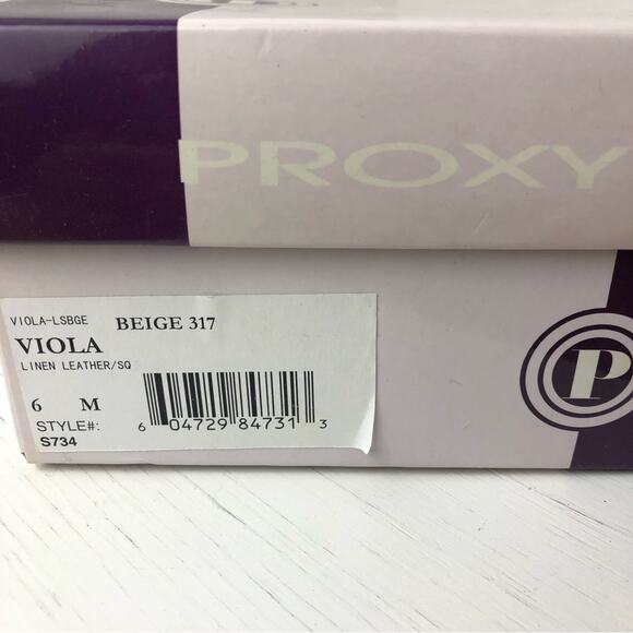 Proxy Viola linen leather beige kitten heel shoe size 6 - Picture 3 of 13